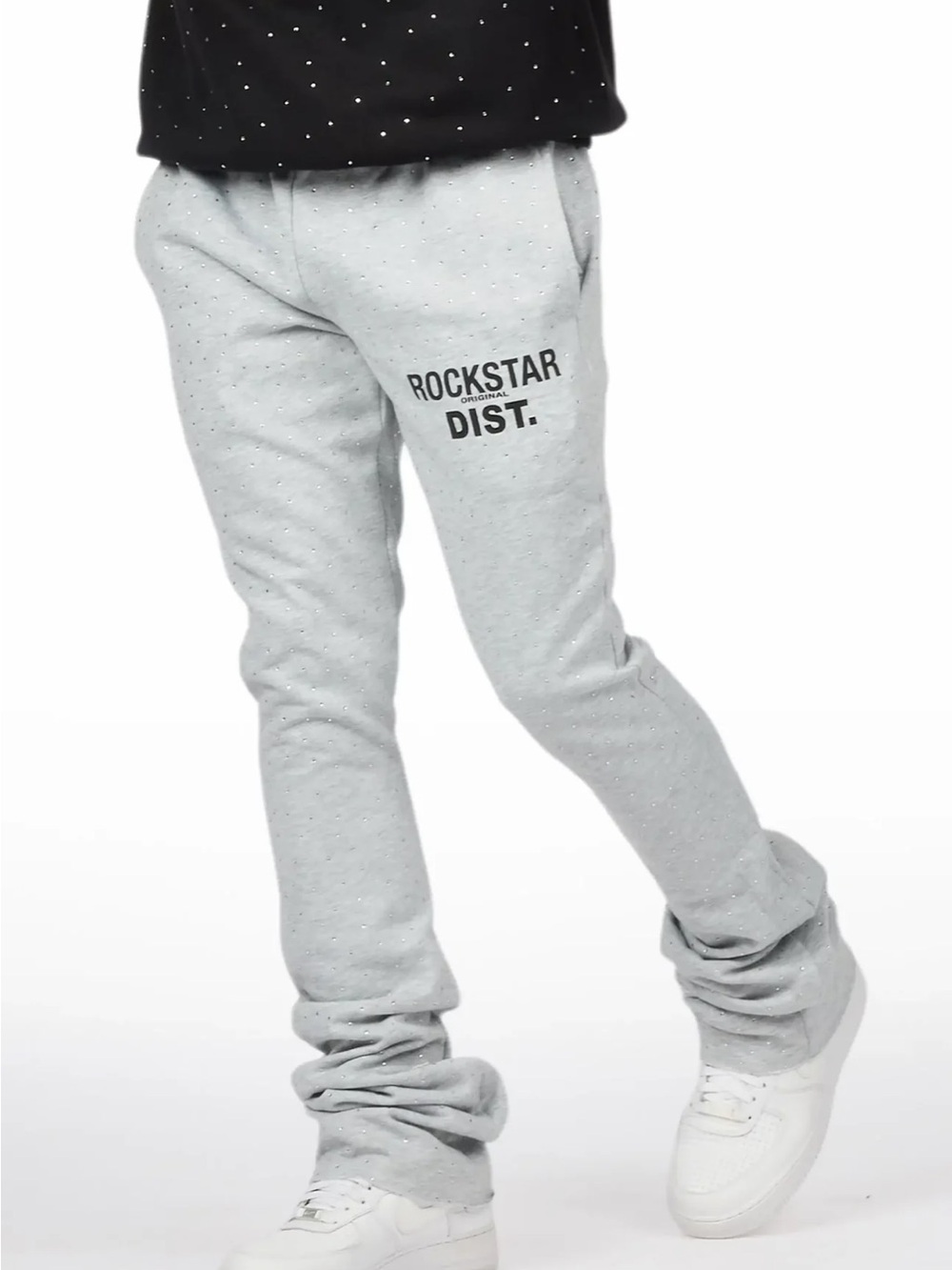 Alpine Rhinestone Heather Grey Stacked Flare Pant